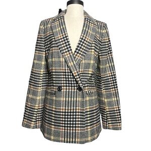 Gap double breasted plaid wool blend blazer size 2